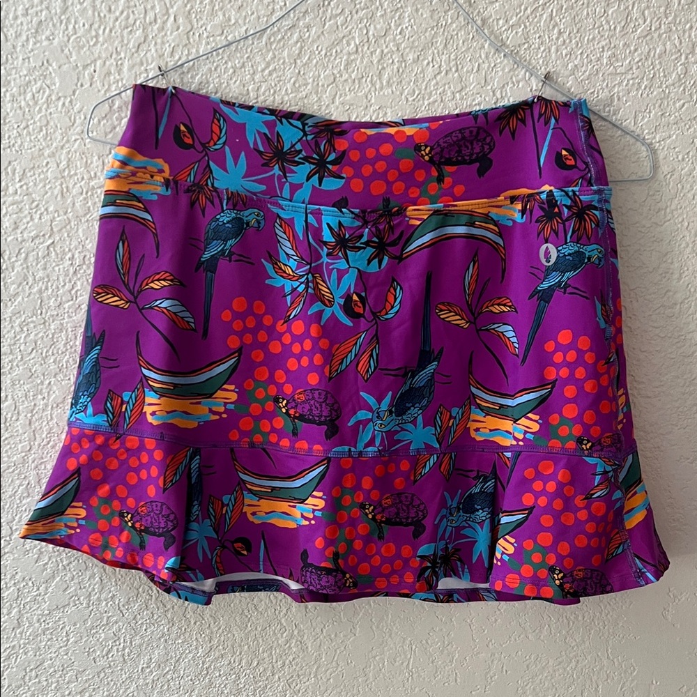 Dona Jo.size 2(L)Vibrant Purple Skirt with Tropical Print